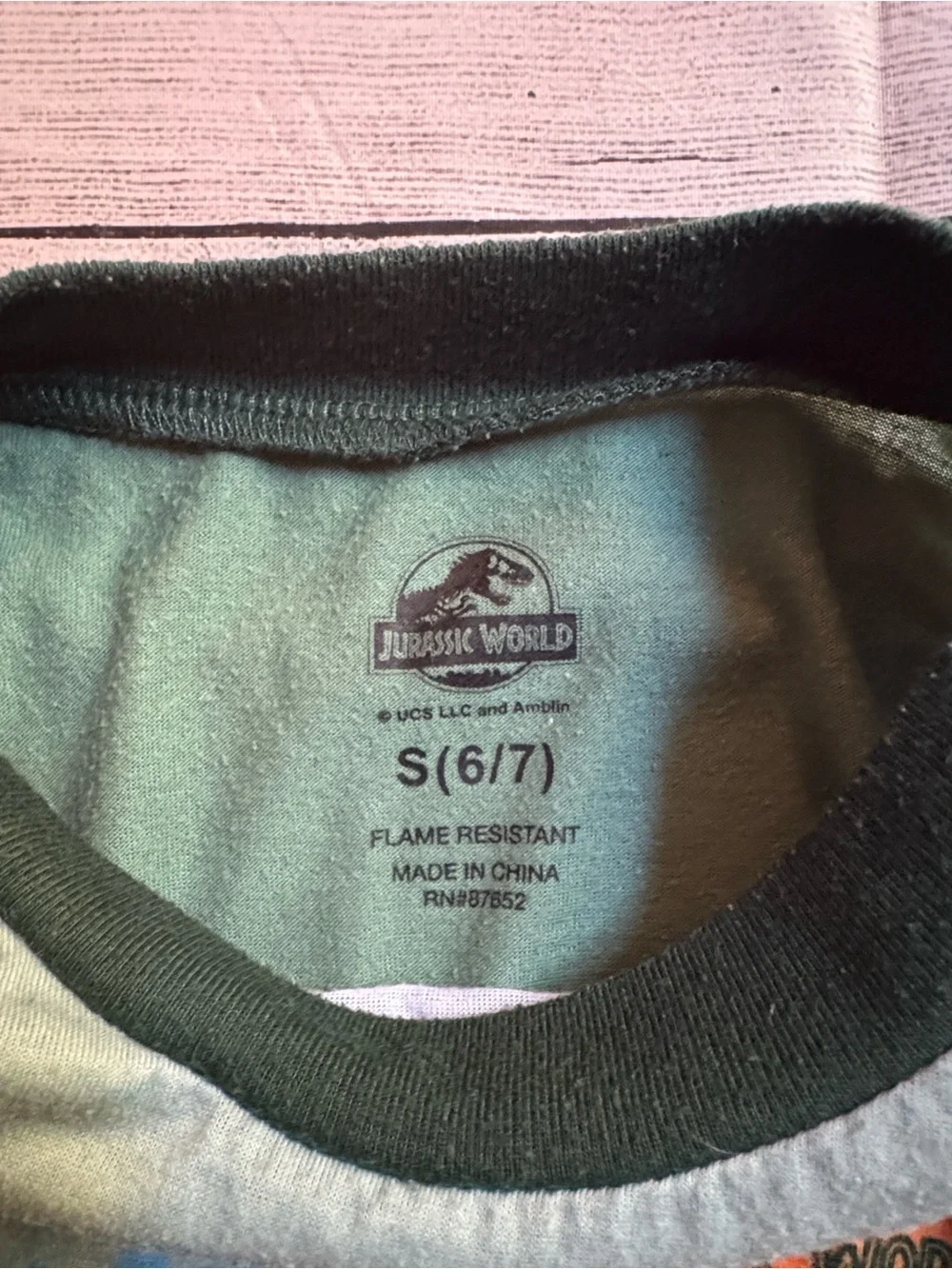 Jurassic World Green 3-Piece Dinosaur Pajama Set size 6/7